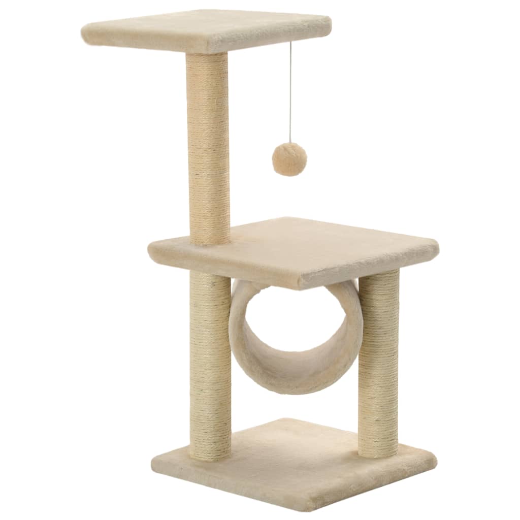 Rascador para gatos con poste rascador de sisal 65 cm beige