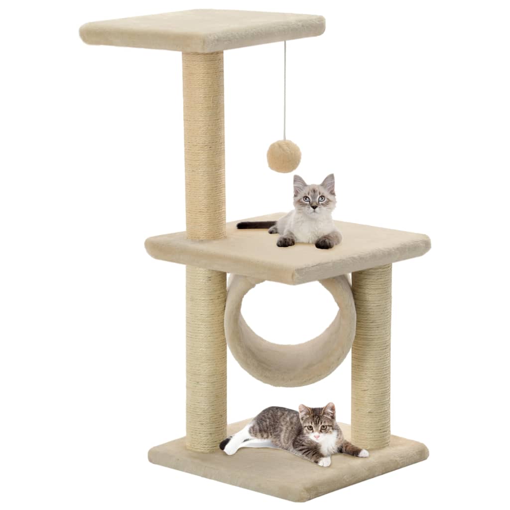 Vetonek Rascador para gatos con poste rascador de sisal 65 cm beige