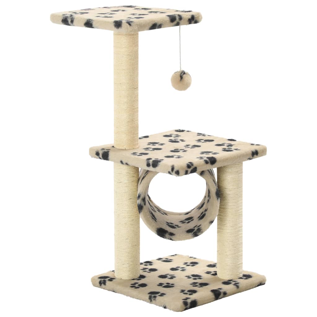 Catschador com sisal post 65 cm pegadas bege