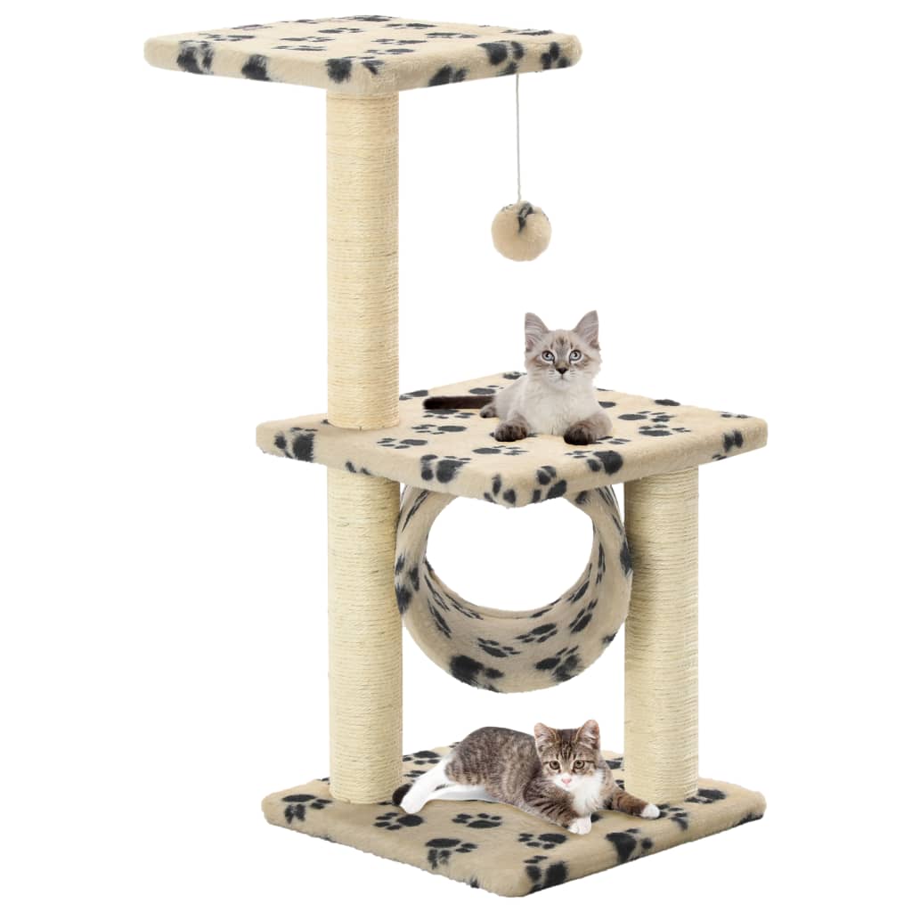 Vetonek Rascador para gatos con poste de sisal 65 cm huellas beige