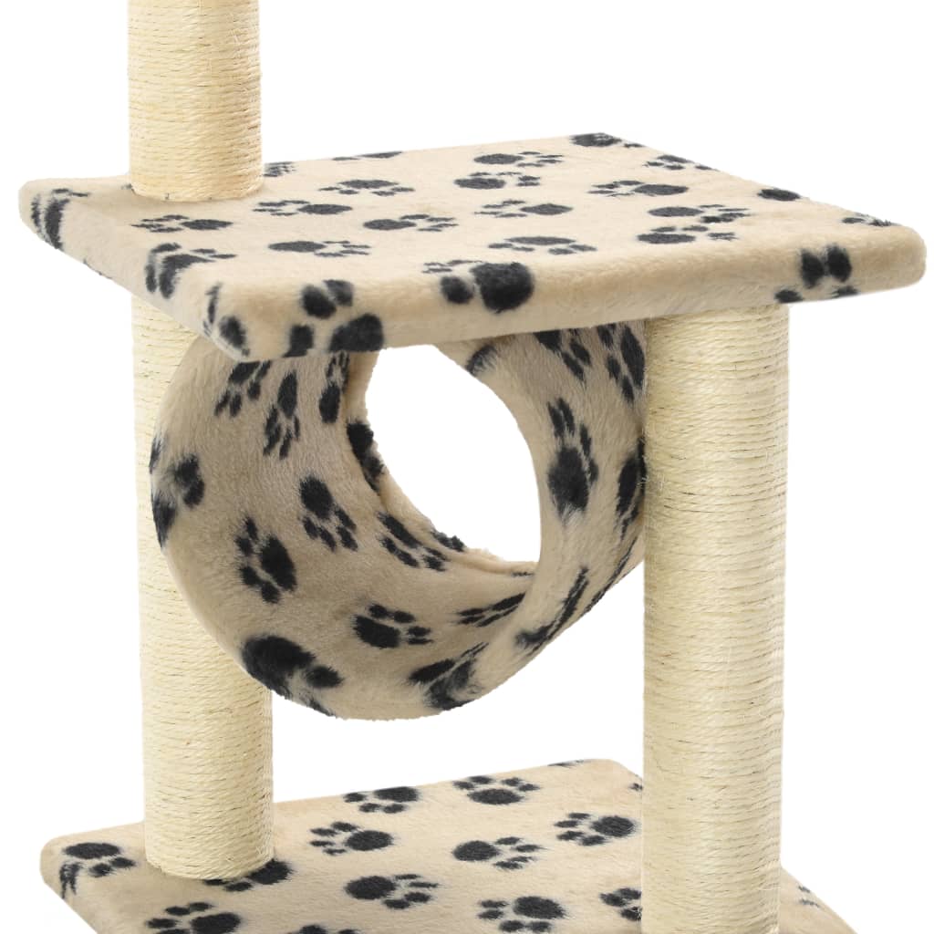 Rascador para gatos con poste de sisal 65 cm huellas beige