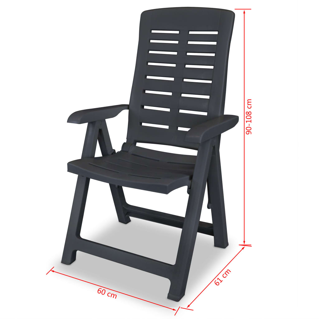 Set de comedor de jardín 7 piezas plástico gris antracita vidaXL