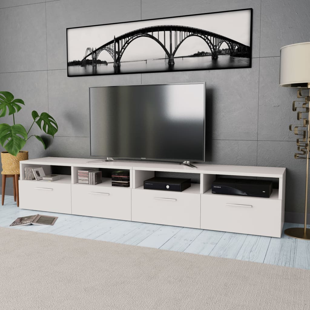 Vetonek Mueble para TV de madera de ingeniería 2 unidades blanco