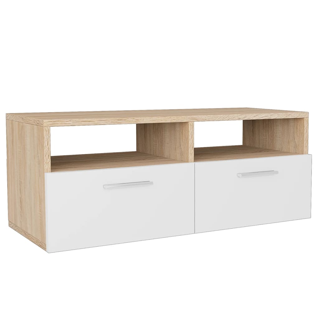 TV furniture 2 pzs synthesized wood Nexus oak and white 95x35x36 cm