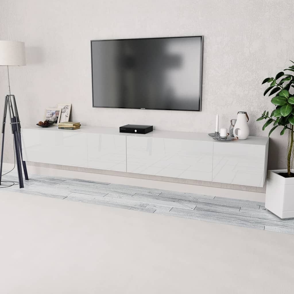 Vetonek Mueble para TV 2 uds contrachapada blanco brillo 120x40x34cm