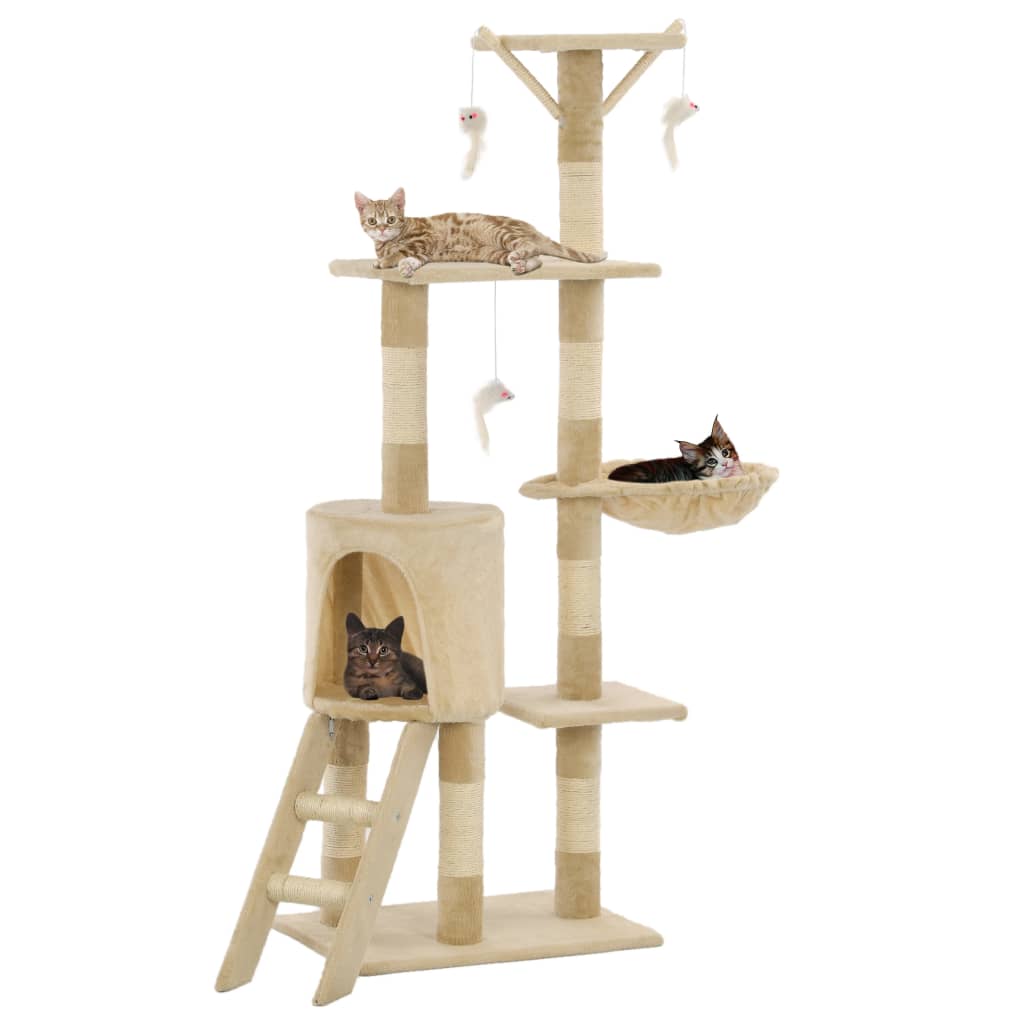 Vetonek Rascador para gatos con poste de sisal 138 cm beige