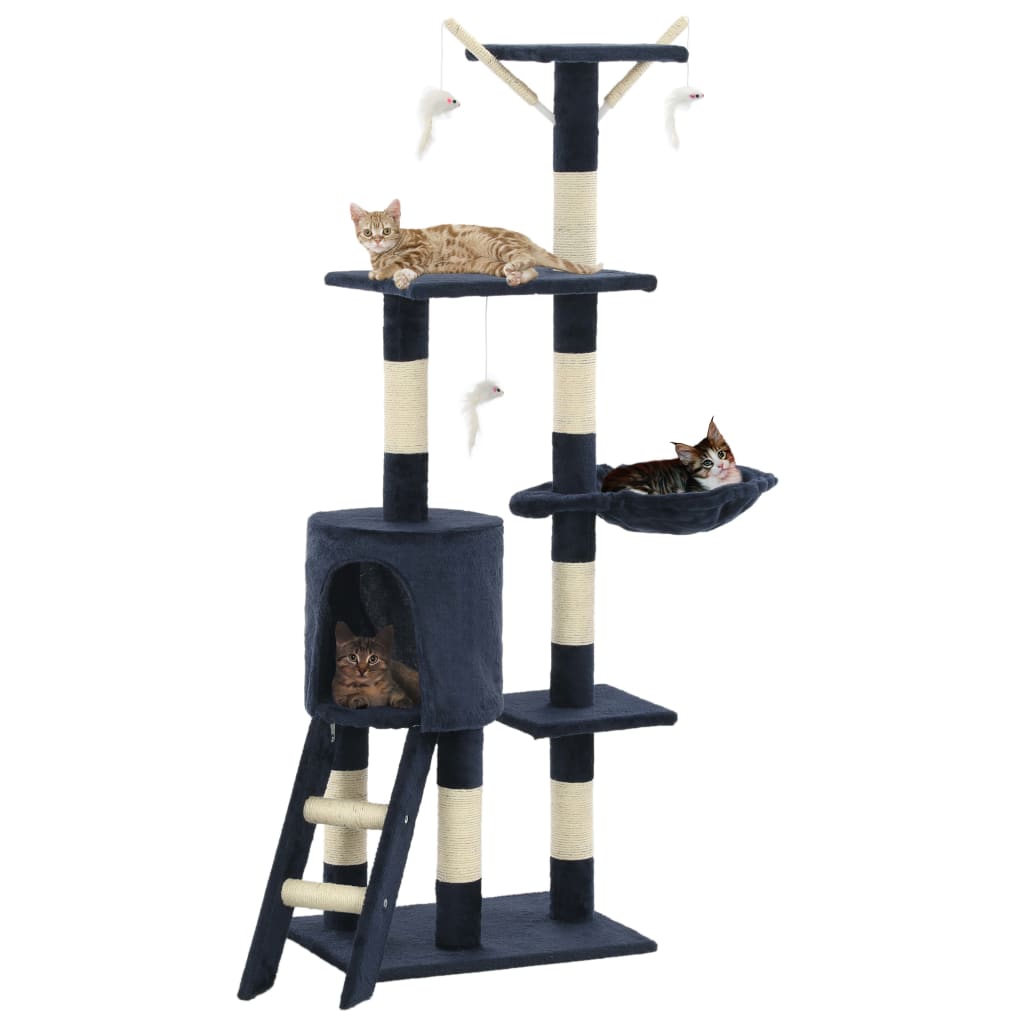 Vetonek Rascador para gatos con poste de sisal 138 cm azul oscuro