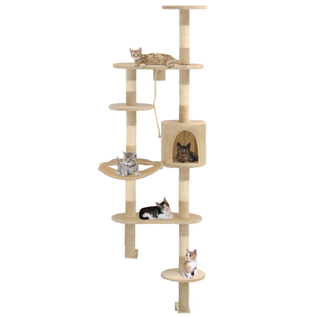 Vetonek Rascador de gatos de pared con poste de sisal 194 cm beige