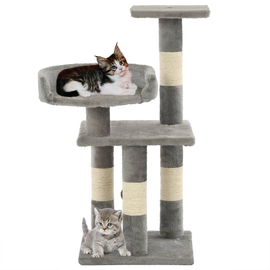 Rascador para gatos con postes de sisal 65 cm gris