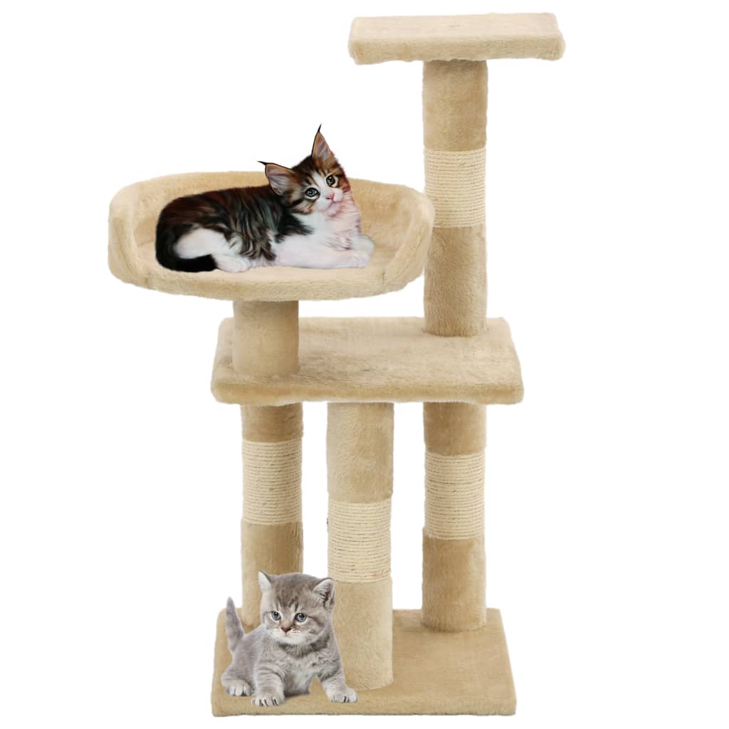 Rascador para gatos con postes de sisal 65 cm beige