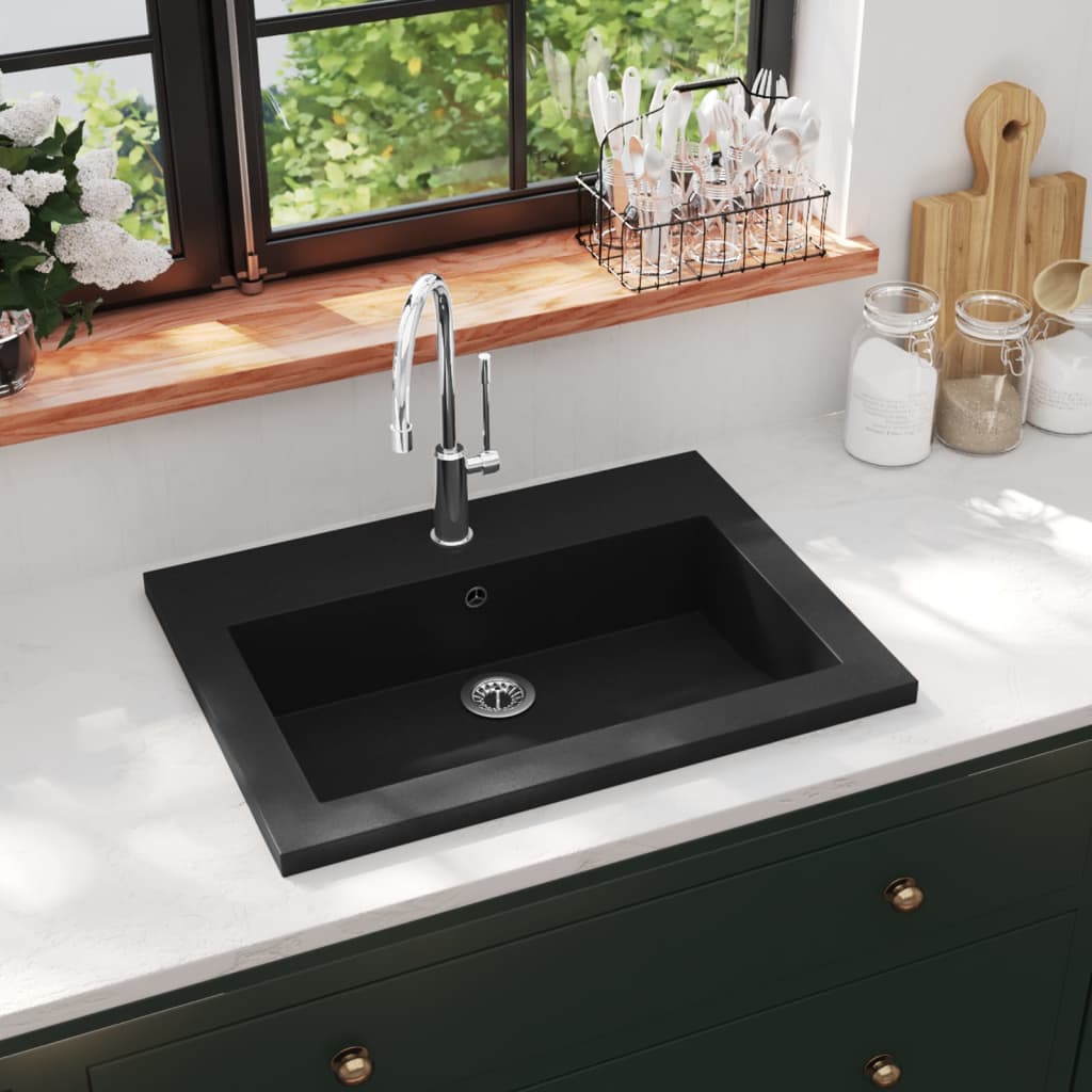 Vetonek Lavabo de granito negro 600x450x120 mm