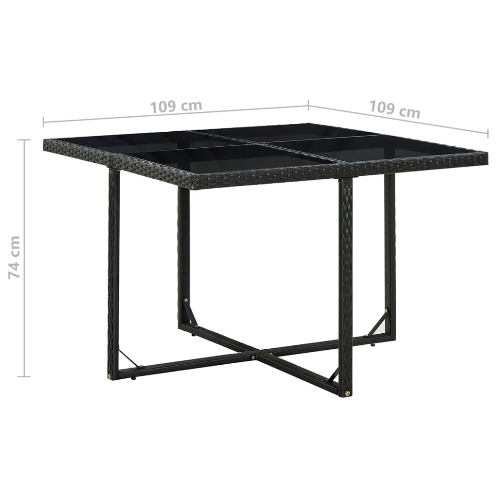 Set comedor de jardín 5 piezas y cojines ratán sintético negro vidaXL