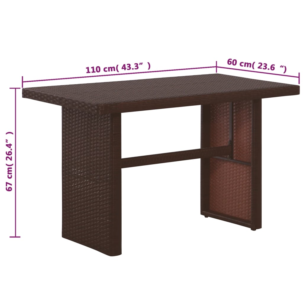 Set muebles de jardín 3 pzas con cojines ratán sintético marrón vidaXL