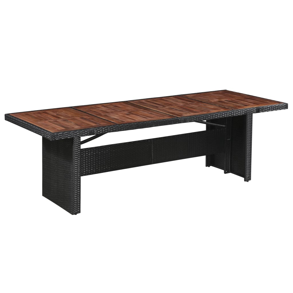 Vetonek Mesa de jardín ratán sintético madera acacia maciza 240x90x74cm