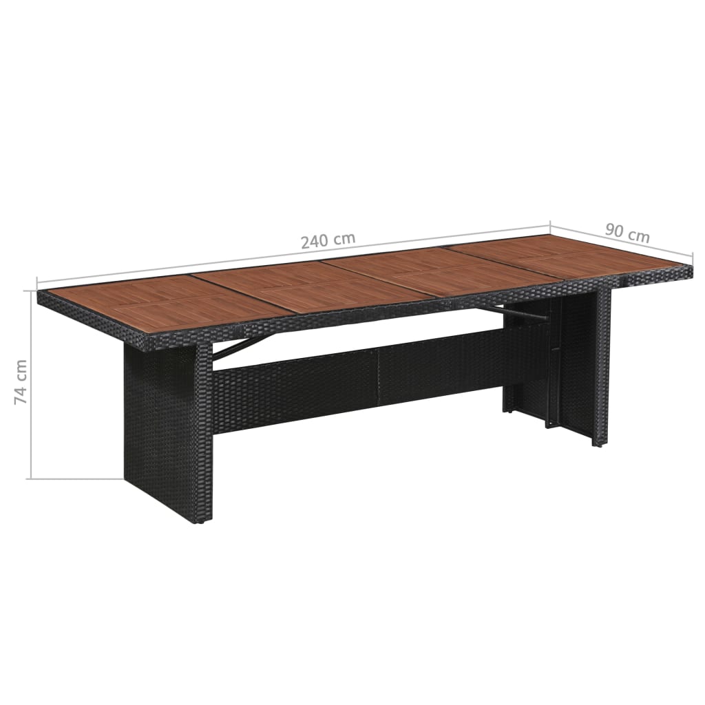 Mesa de jardín ratán sintético madera acacia maciza 240x90x74cm vidaXL