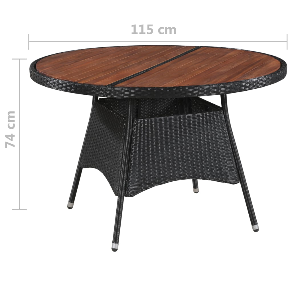 Synthetic Ratan Garden Table Maciza Wood Acacia 115x74 cm