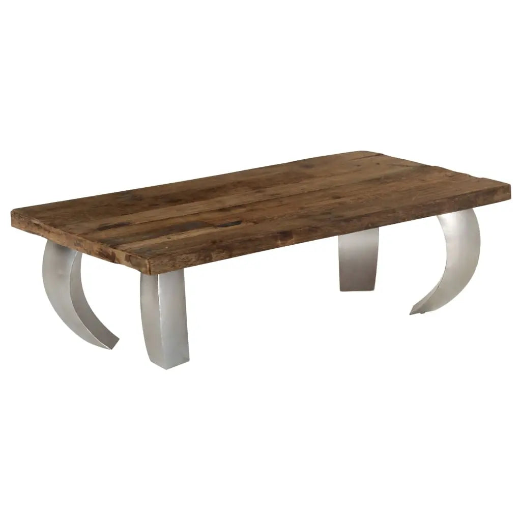 Vetonek Mesa de centro de opio madera reciclada y acero 110x60x35 cm