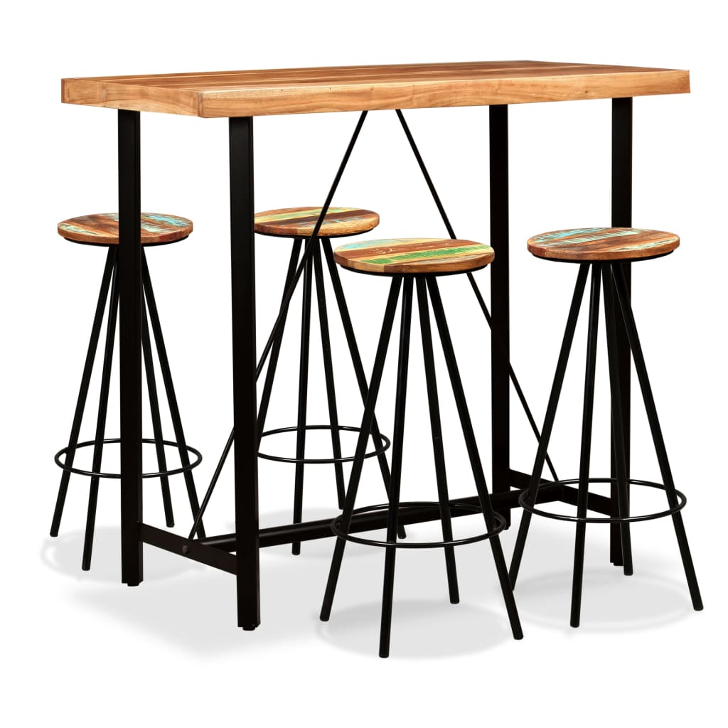 Vetonek Set de muebles de bar 5 piezas madera de acacia y reciclada