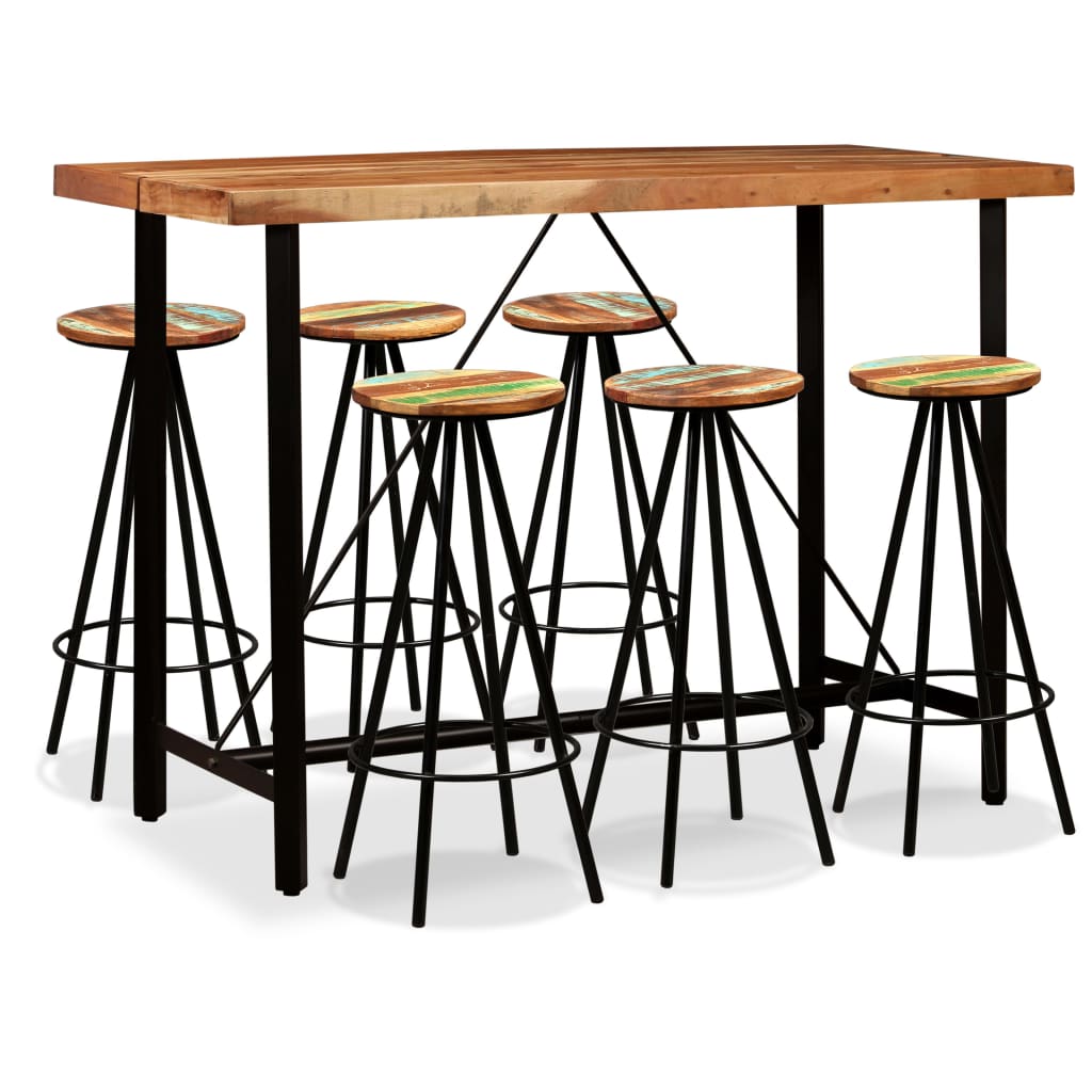 Vetonek Set de muebles de bar 7 piezas madera de acacia y reciclada