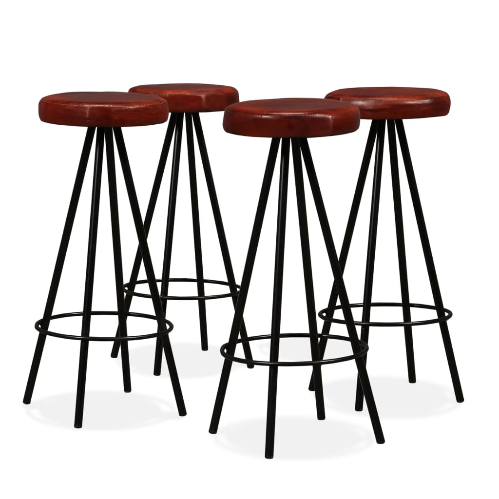 Set muebles de bar 5 pzas madera maciza reciclada cuero genuino vidaXL