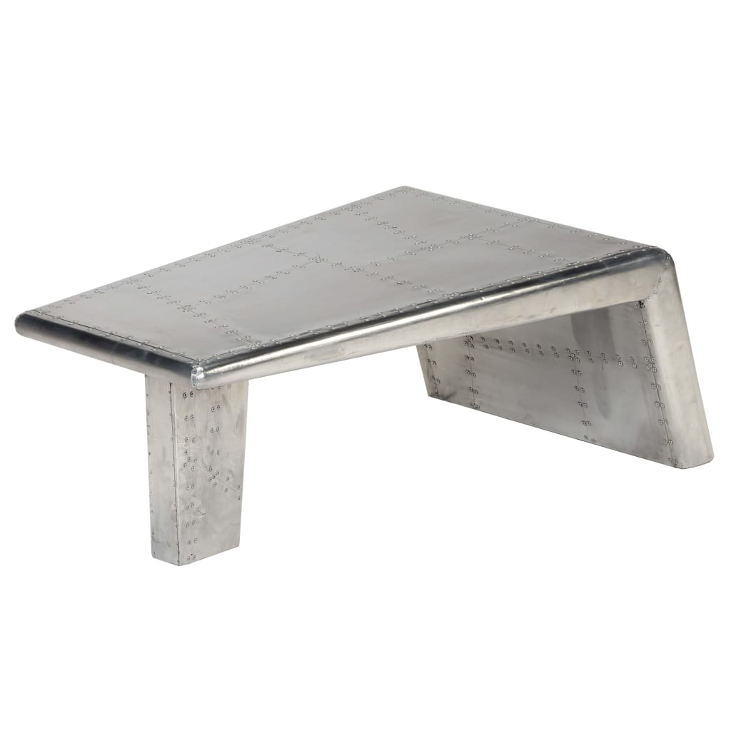 Vetonek Mesa de centro estilo aviador vintage de aluminio 