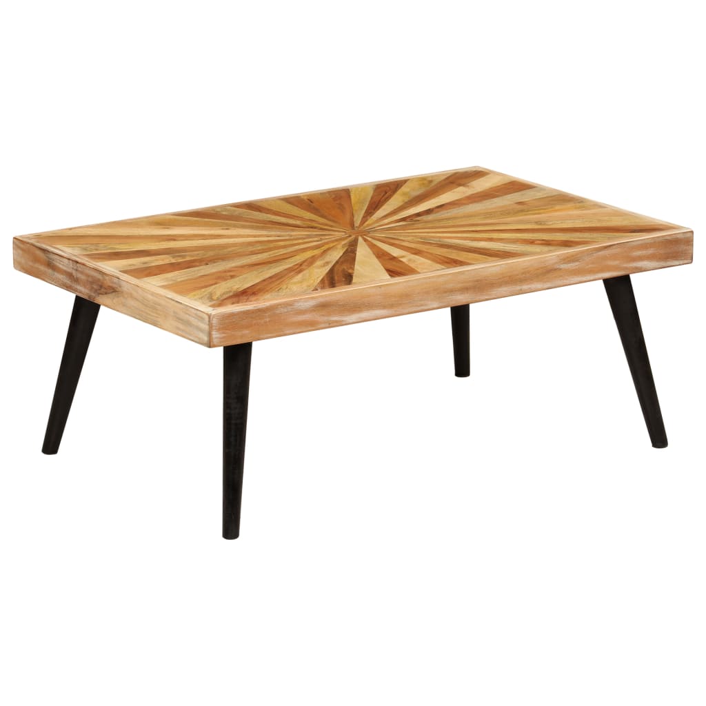 Vetonek Mesa de centro de madera de mango maciza 90x55x36 cm