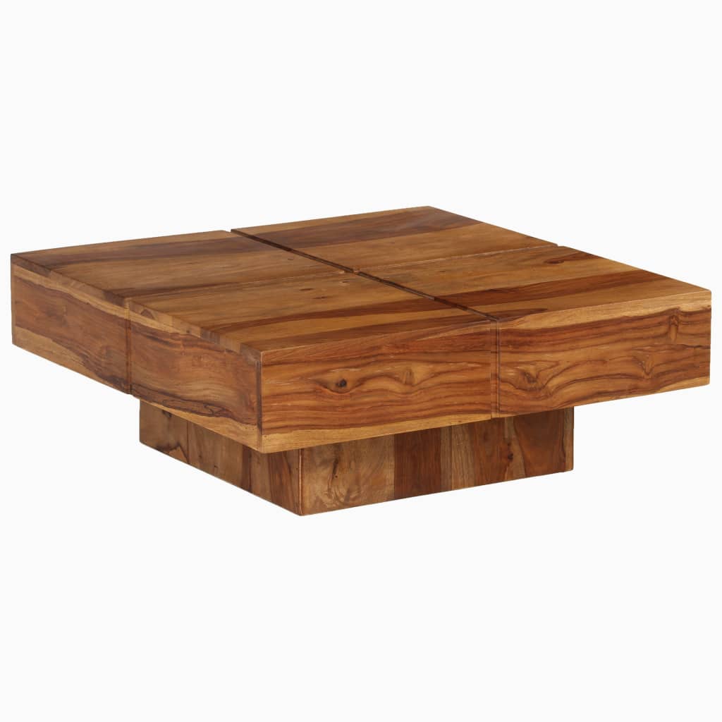 Vetonek Mesa de centro de madera maciza de acacia 80x80x30 cm