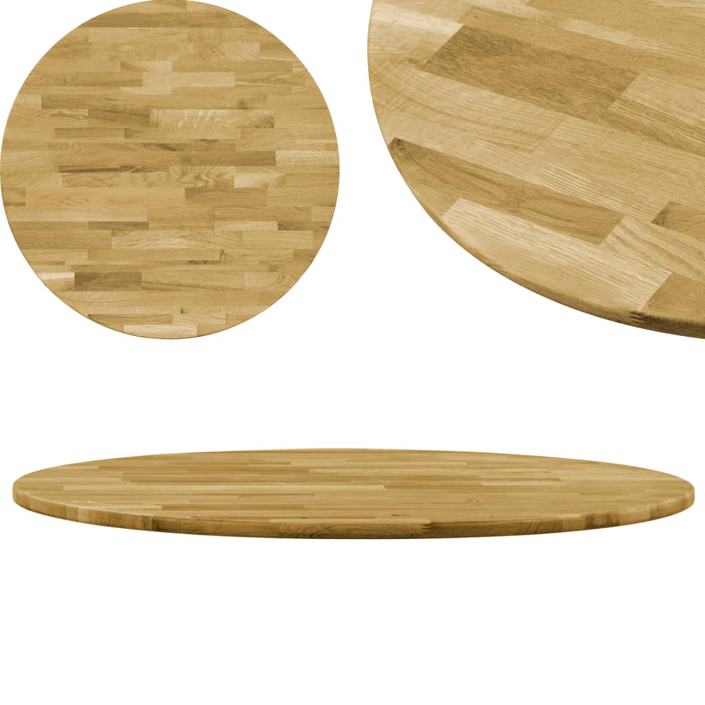 Vetonek Superficie de mesa redonda madera maciza de roble 23 mm 500 mm 