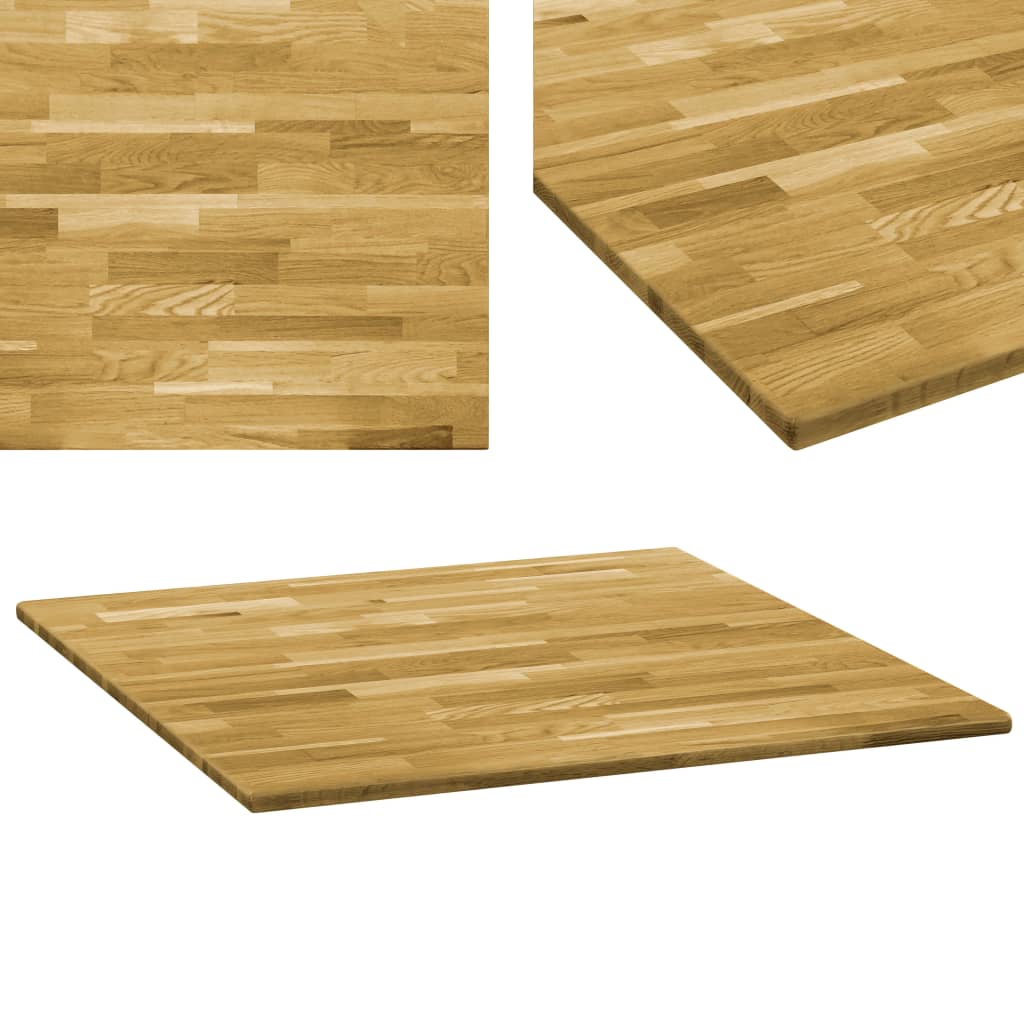 Vetonek Tablero de mesa cuadrado madera maciza de roble 23 mm 80x80 cm