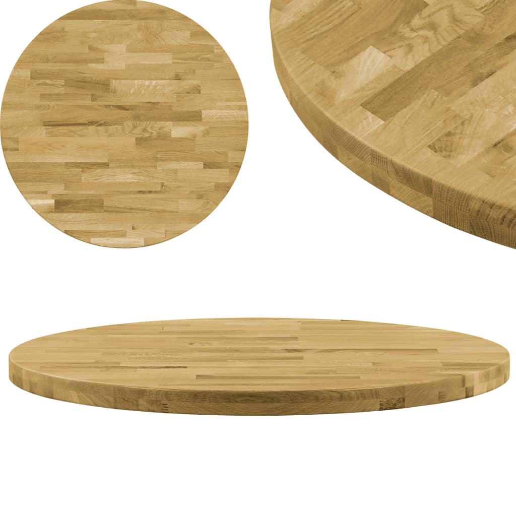 Vetonek Superficie de mesa redonda madera maciza de roble 44 mm 400 mm