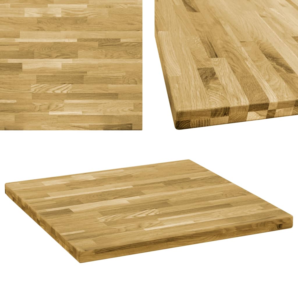 Vetonek Tablero de mesa cuadrado madera maciza de roble 44 mm 70x70 cm