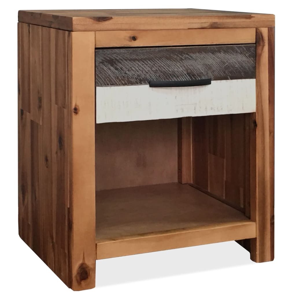 Vetonek Mesita de noche de madera maciza de acacia 40x30x48 cm