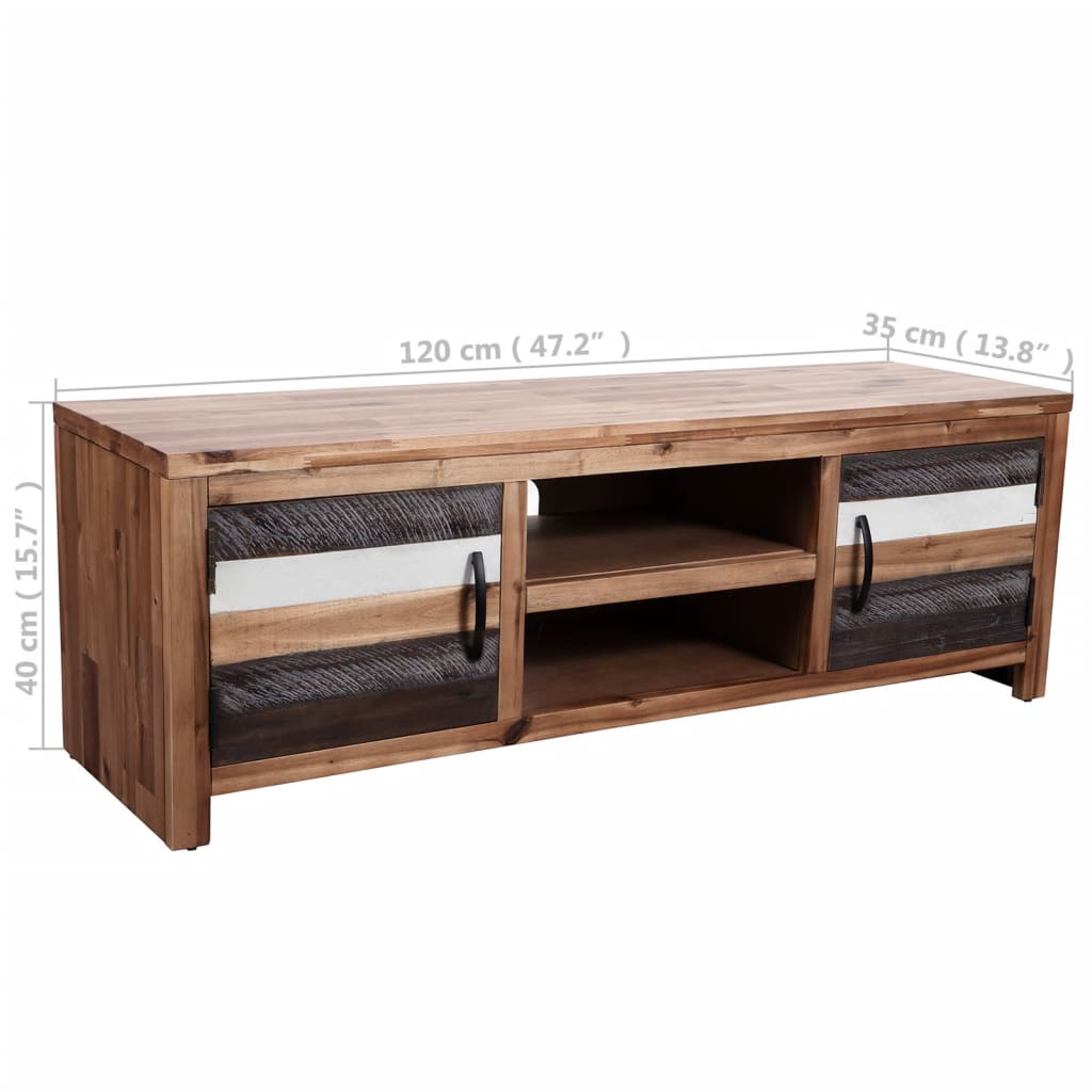 Mueble para TV de madera maciza de acacia 120x35x40 cm