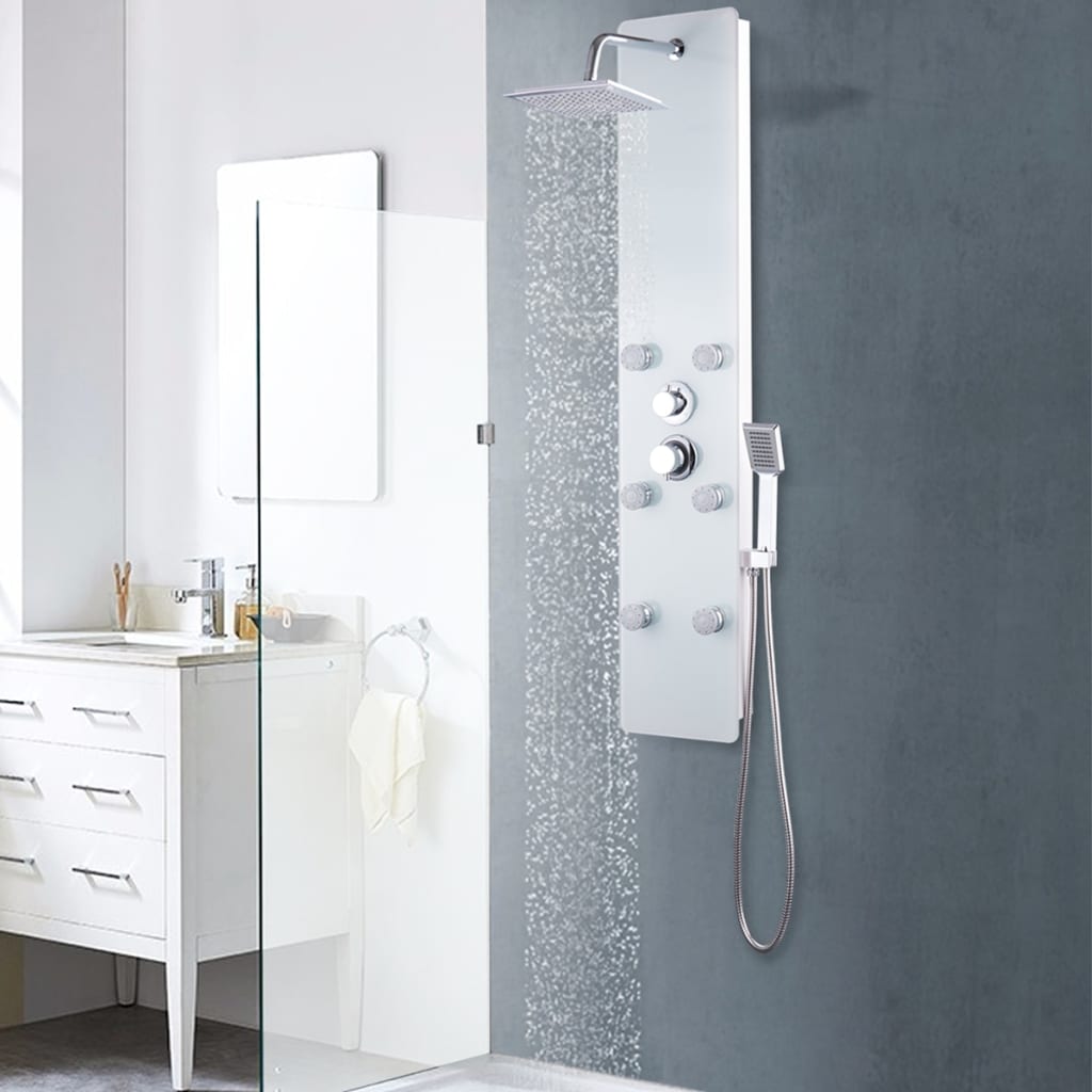 Vetonek Panel ducha de vidrio 25x44,6x130 cm blanco