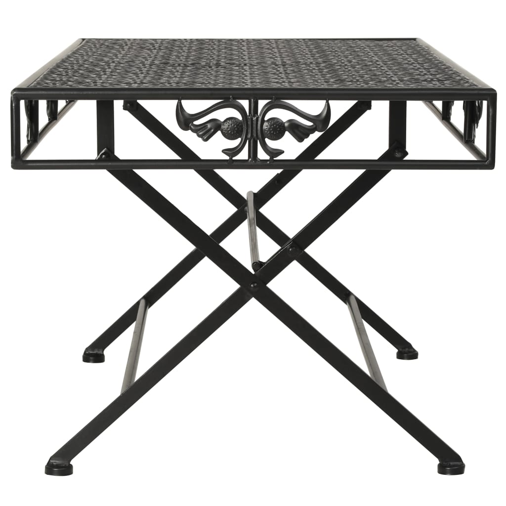 Vintage Metal Folding Center Table Black 100x50x45 cm