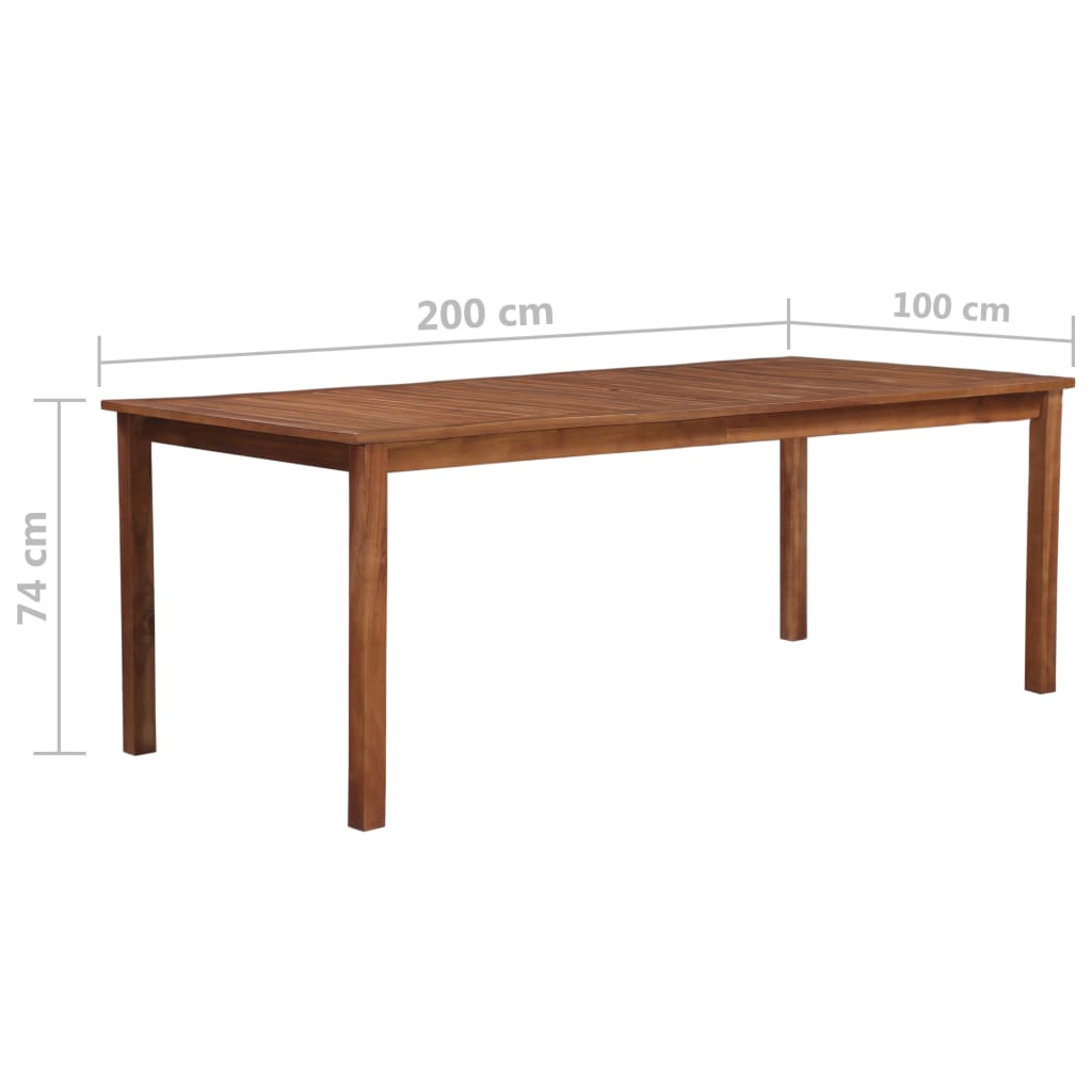 Mesa de jardín madera maciza de acacia 200x100x74 cm vidaXL