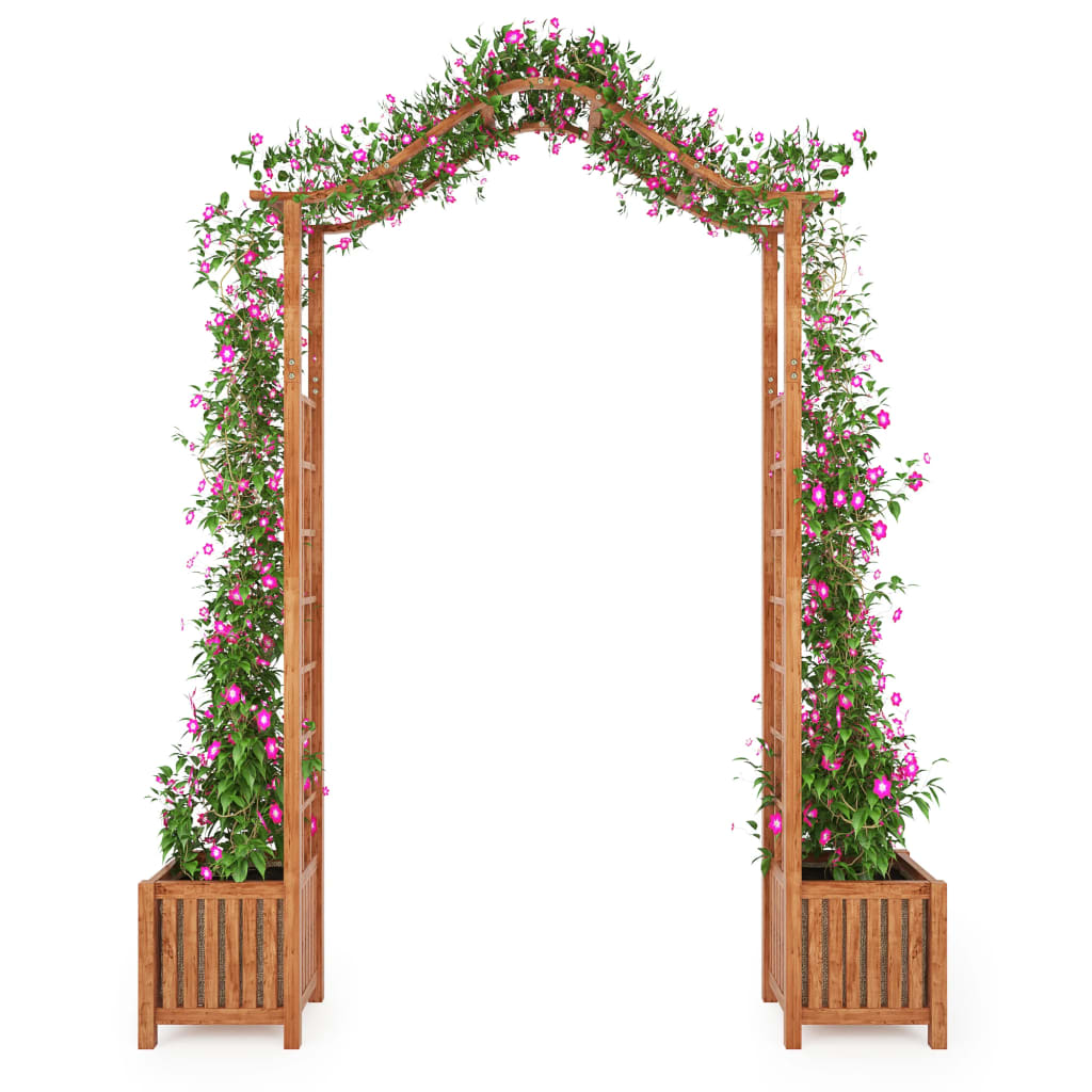 Arco de jardín con jardinera de madera maciza 180x40x218 cm