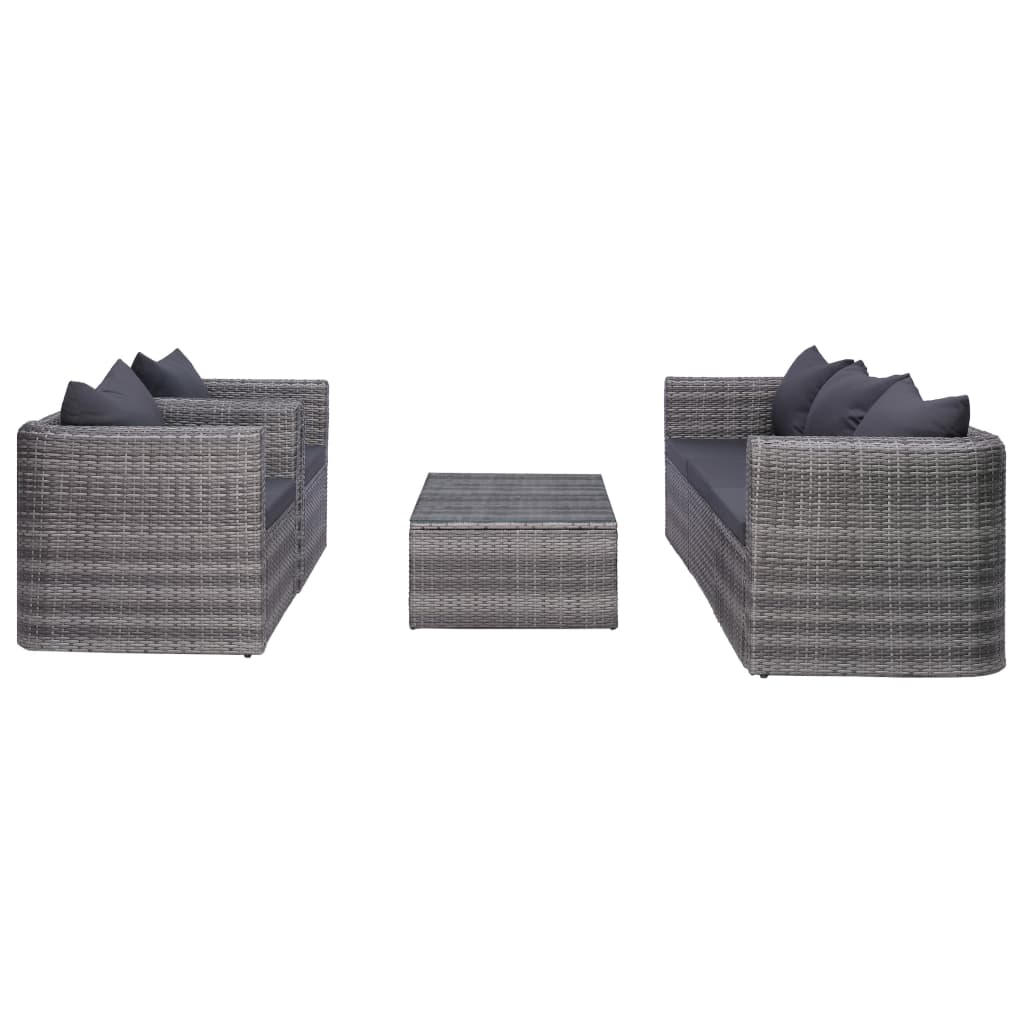 Set de muebles de jardín y cojines 6 pzas ratán sintético gris vidaXL