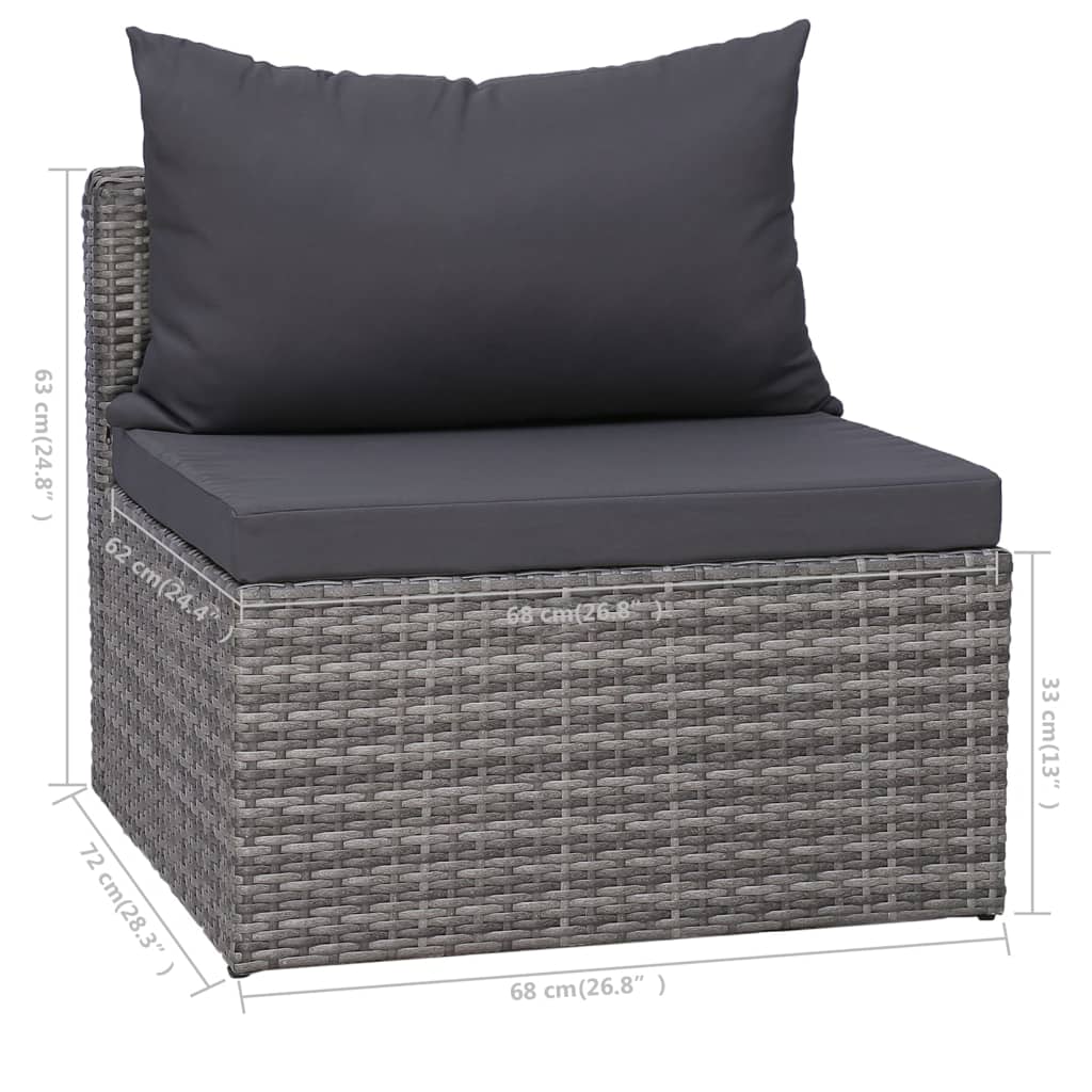 Set de muebles de jardín y cojines 6 pzas ratán sintético gris vidaXL