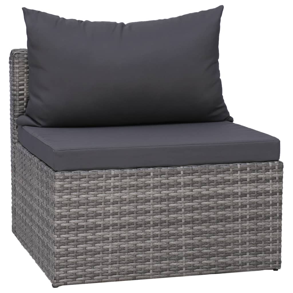 Set de muebles de jardín y cojines 6 pzas ratán sintético gris vidaXL