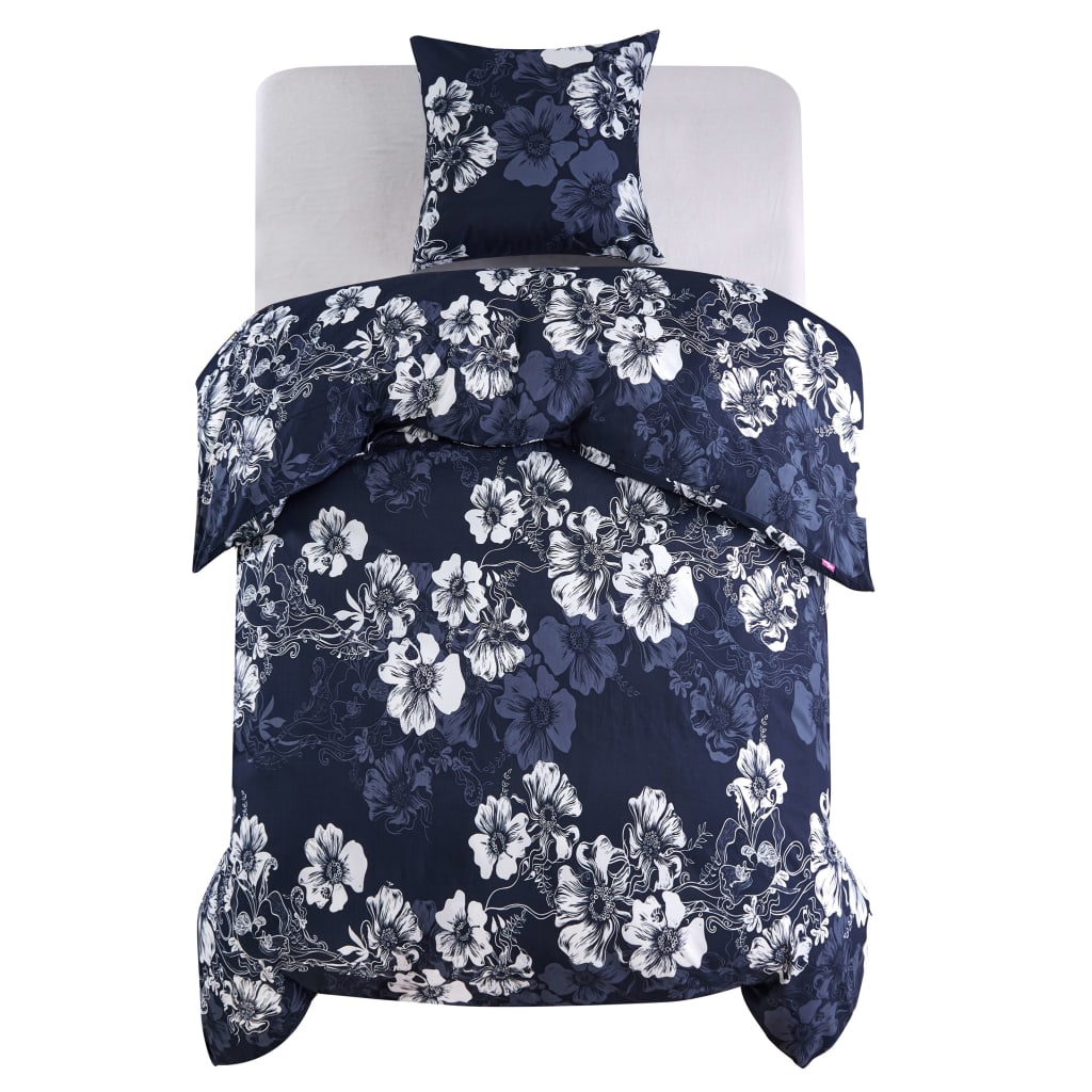 Vetonek Set funda edredón estampado floral azul marino 140x220/60x70 cm