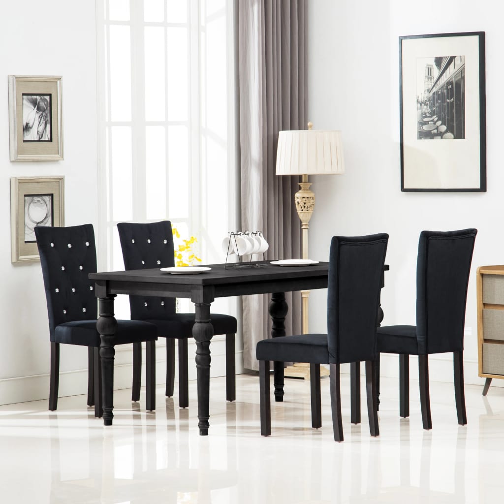 Vetonek Sillas de comedor 4 unidades terciopelo negro