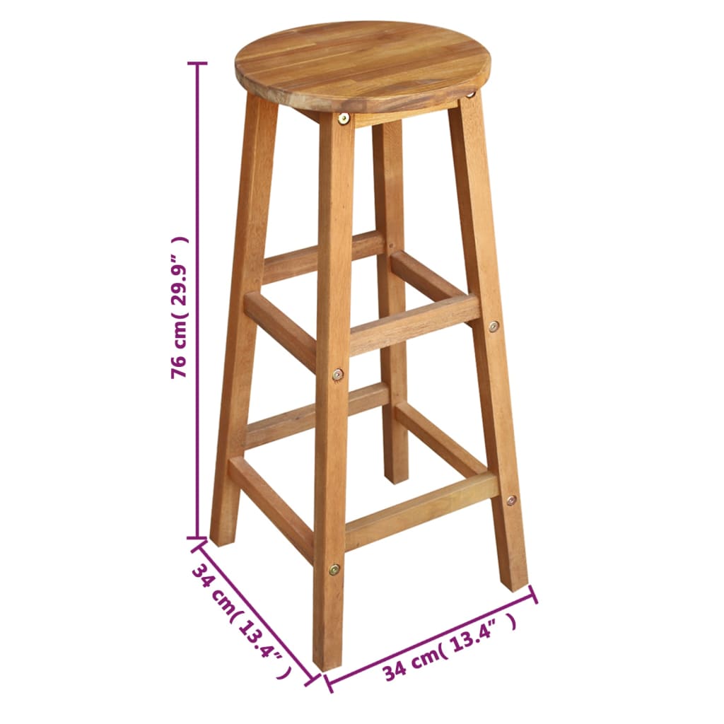 Conjunto de mesa de bar e bancos de 3 peças em madeira maciça de acácia V9537 Vetonek