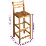 Set mesa de bar y sillas 3 piezas de madera de acacia maciza V9544 Vetonek
