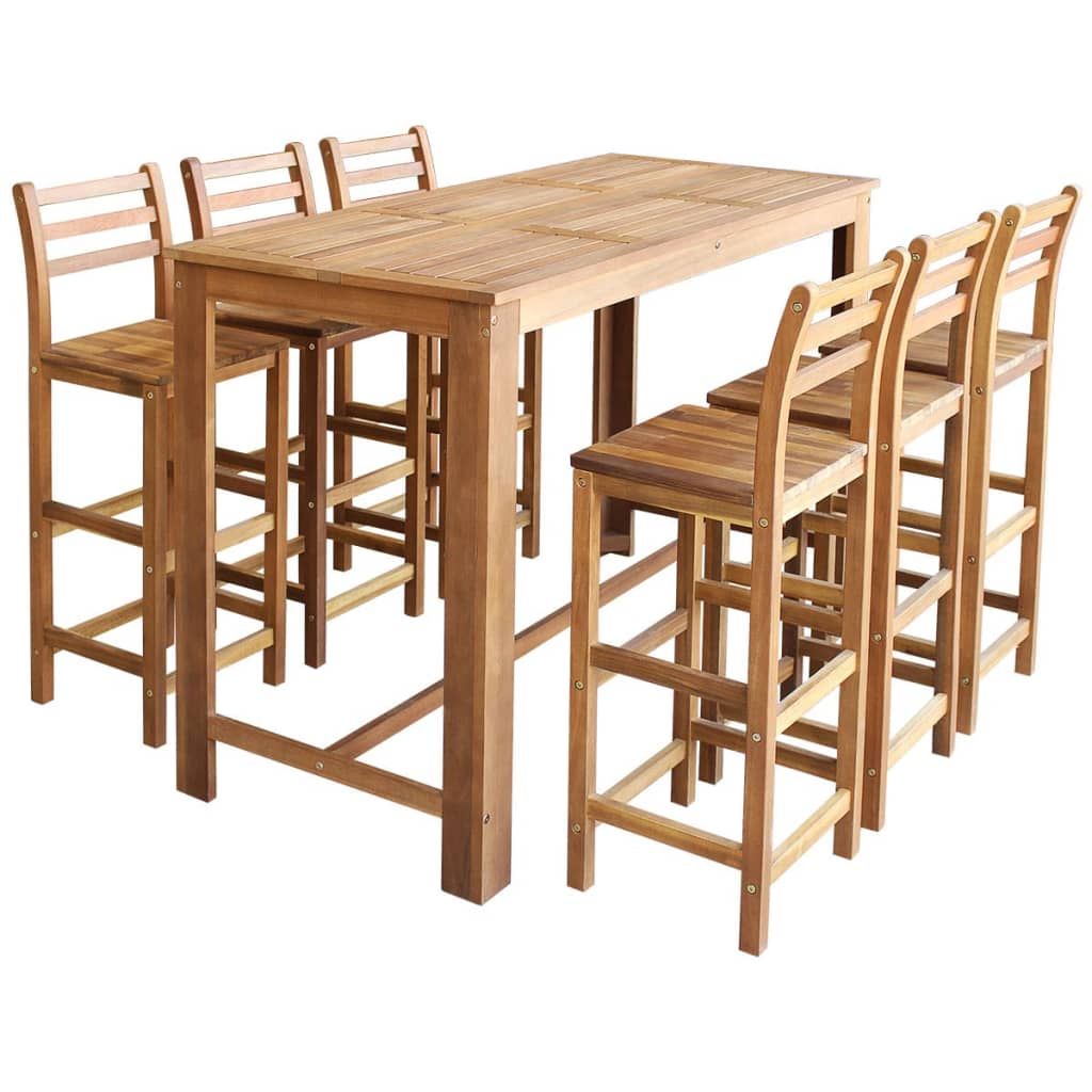 Vetonek Set mesa de bar y sillas 7 piezas de madera de acacia maciza