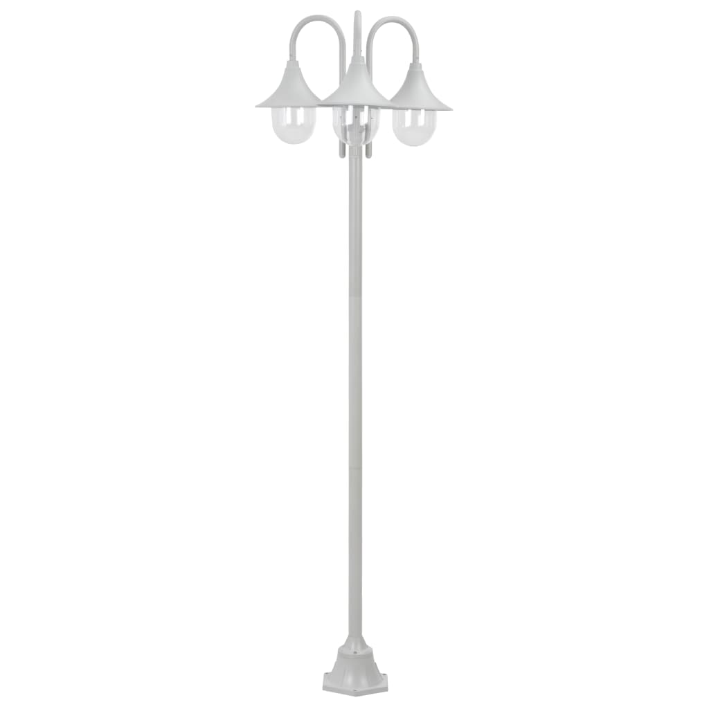 Vetonek Farolas de jardín con 3 luces aluminio blanca E27 220 cm 