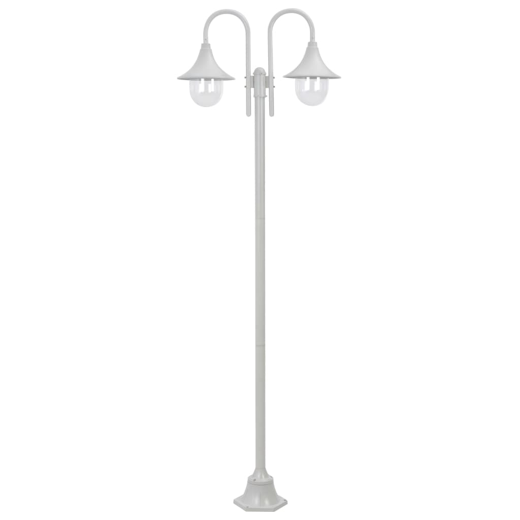 Vetonek Farola de jardín con 2 luces aluminio blanca E27 220 cm 