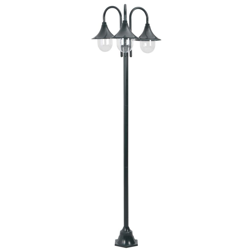 Vetonek Farola de jardín con 3 luces aluminio verde oscuro E27 220 cm 