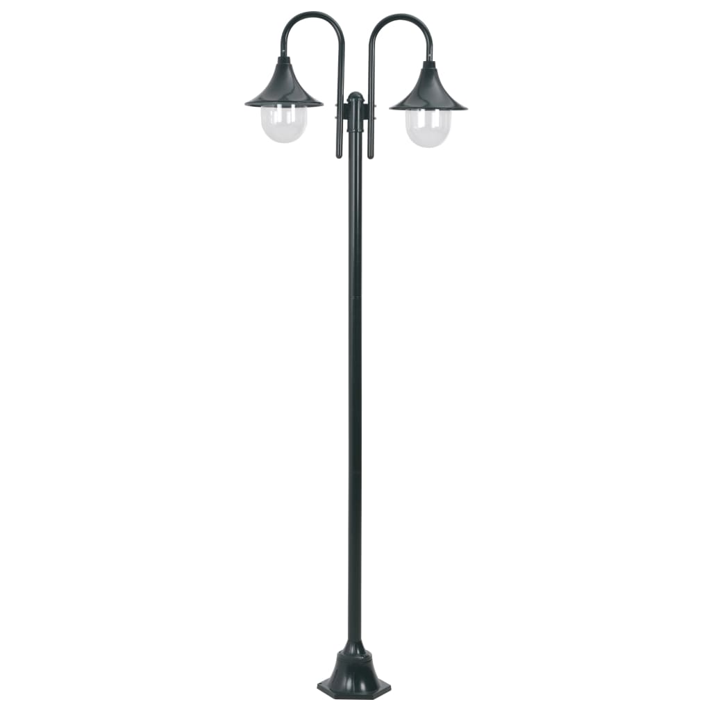 Vetonek Farola de jardín con 2 luces aluminio verde oscuro E27 220 cm 