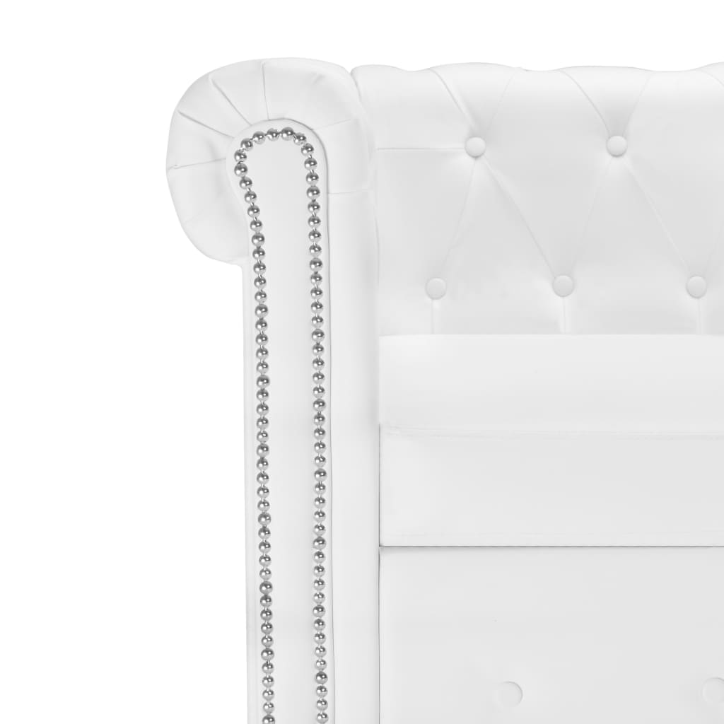 Sofá Chesterfield en forma L cuero artificial blanco vidaXL